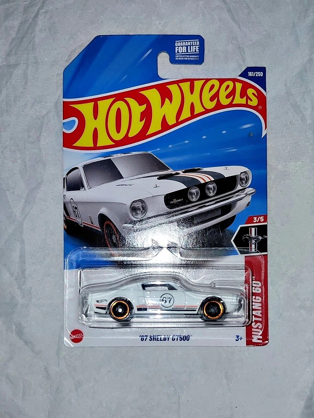 Hot Wheels '67 Shelby GT500 Mustang 60' Die-Cast Toy Car NWT White & Blue